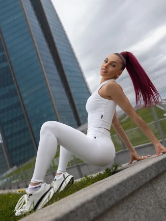 Bona Fashion: Leggings "Ribbed White"